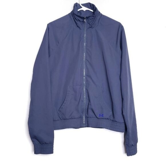 Under Armour Gray Semi Fitted Zip Up Windbreaker Jacket Women's Size Large - Picture 9 of 9